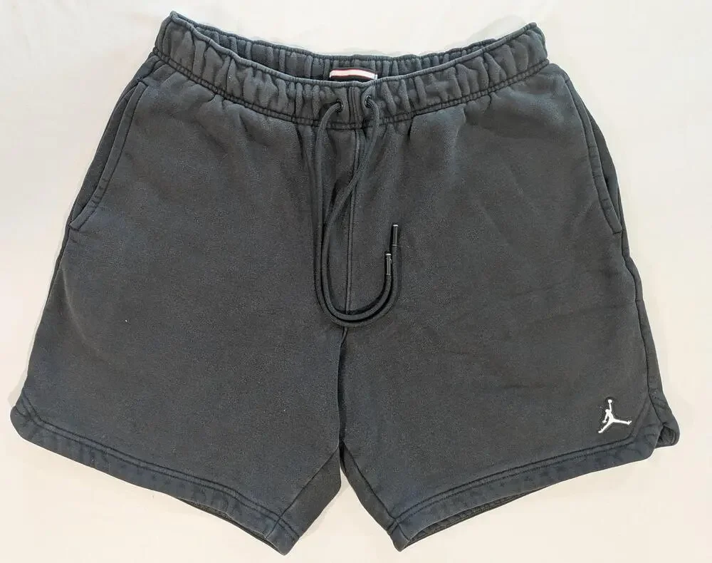 Jordan Jump Shorts Mens L Gray Fleece Sweat 7 Inseam Drawstring Pockets Athletic